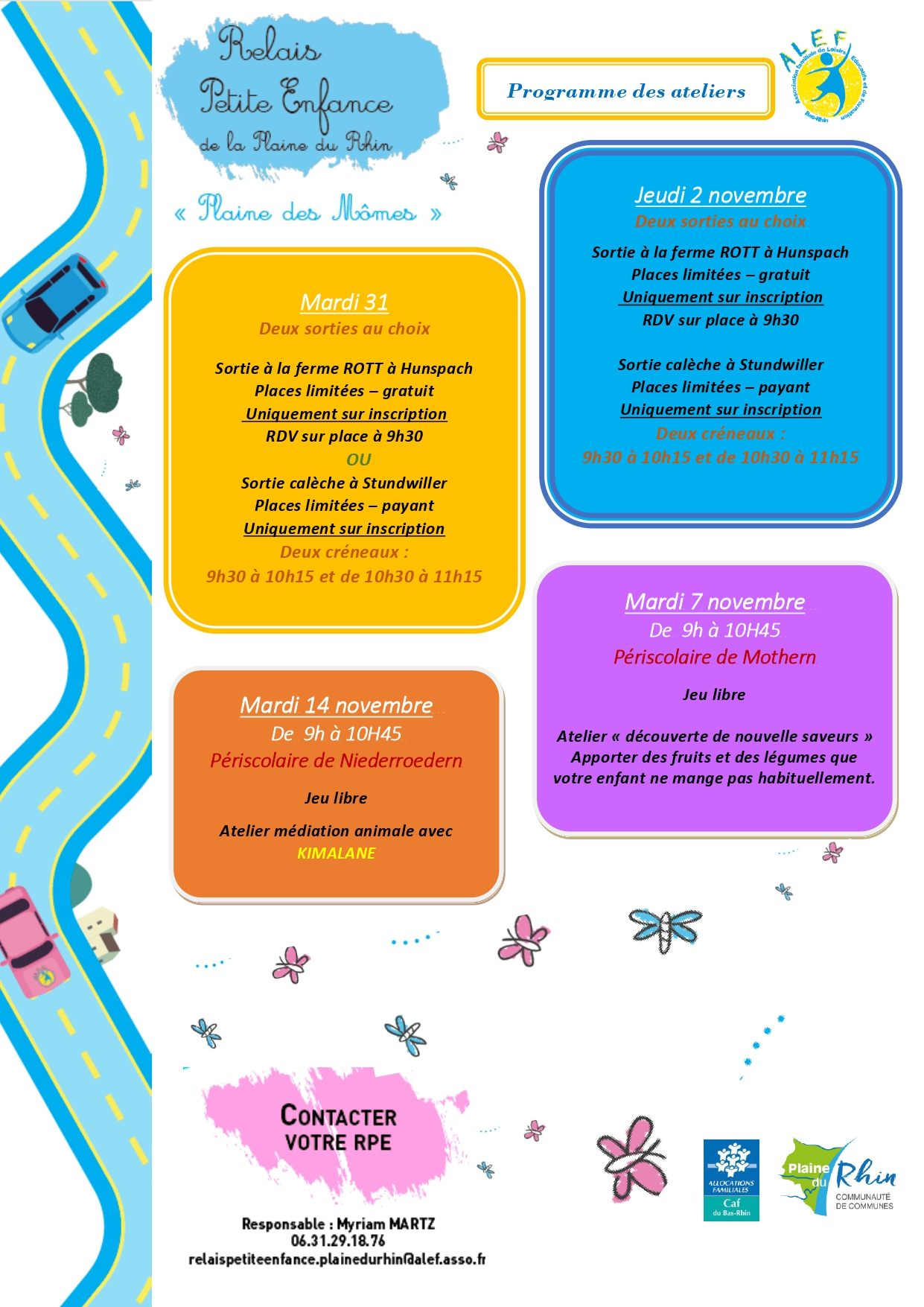 Planning Des Ateliers Du Relais Petite Enfance Du 31 10 AU 14 11 2023 